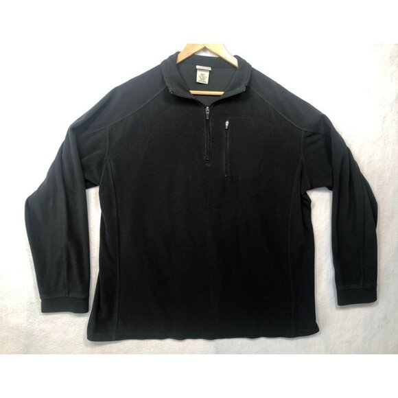 L.L. Bean 1/4 Zip Fleece Pullover Jacket Sweatshirt Black 0BVM3 Mens XL Tall XLT - Picture 1 of 5